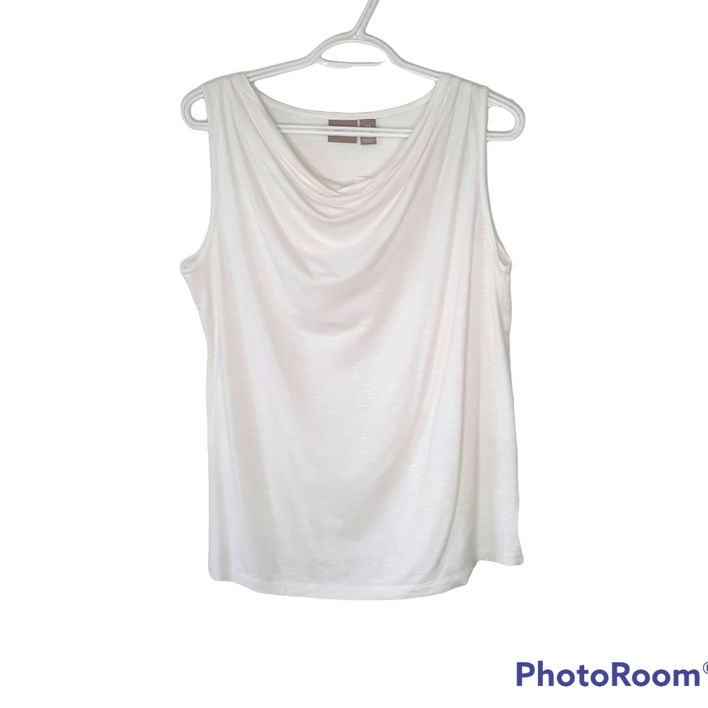 Sleeveless Drape Neck Tank Top - White
